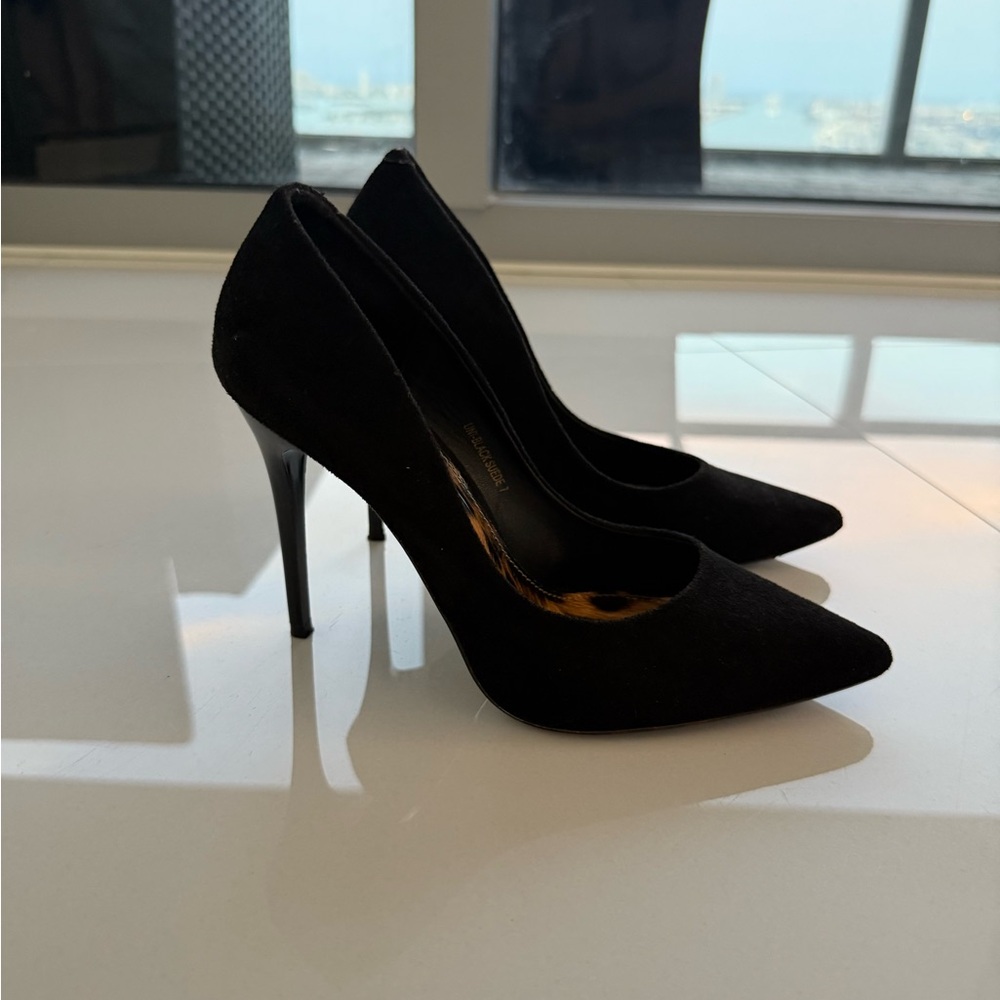 Black Pointy Toe Heel Suede
